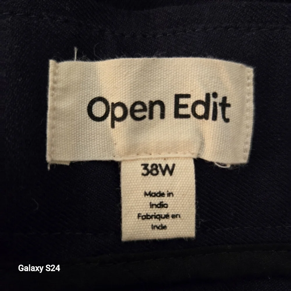 Open Edit Men’s Navy Blue Pleated Cropped Dress Pants Cuffed Size 38 NWT